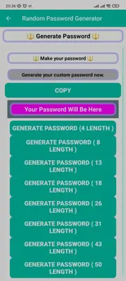 Random Password Generator android App screenshot 0